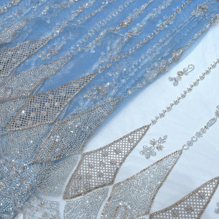 Imported Net Cutdana & Sequins Embroidery Fabric with Heavy Border