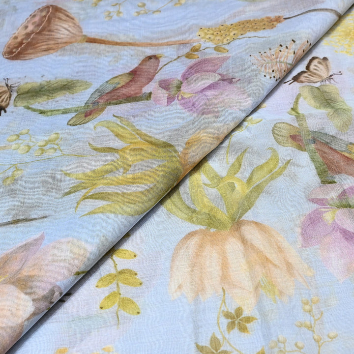 Mul Chanderi Digital Print Fabric - Soft Lightweight Designer Fabric GT0185-1a