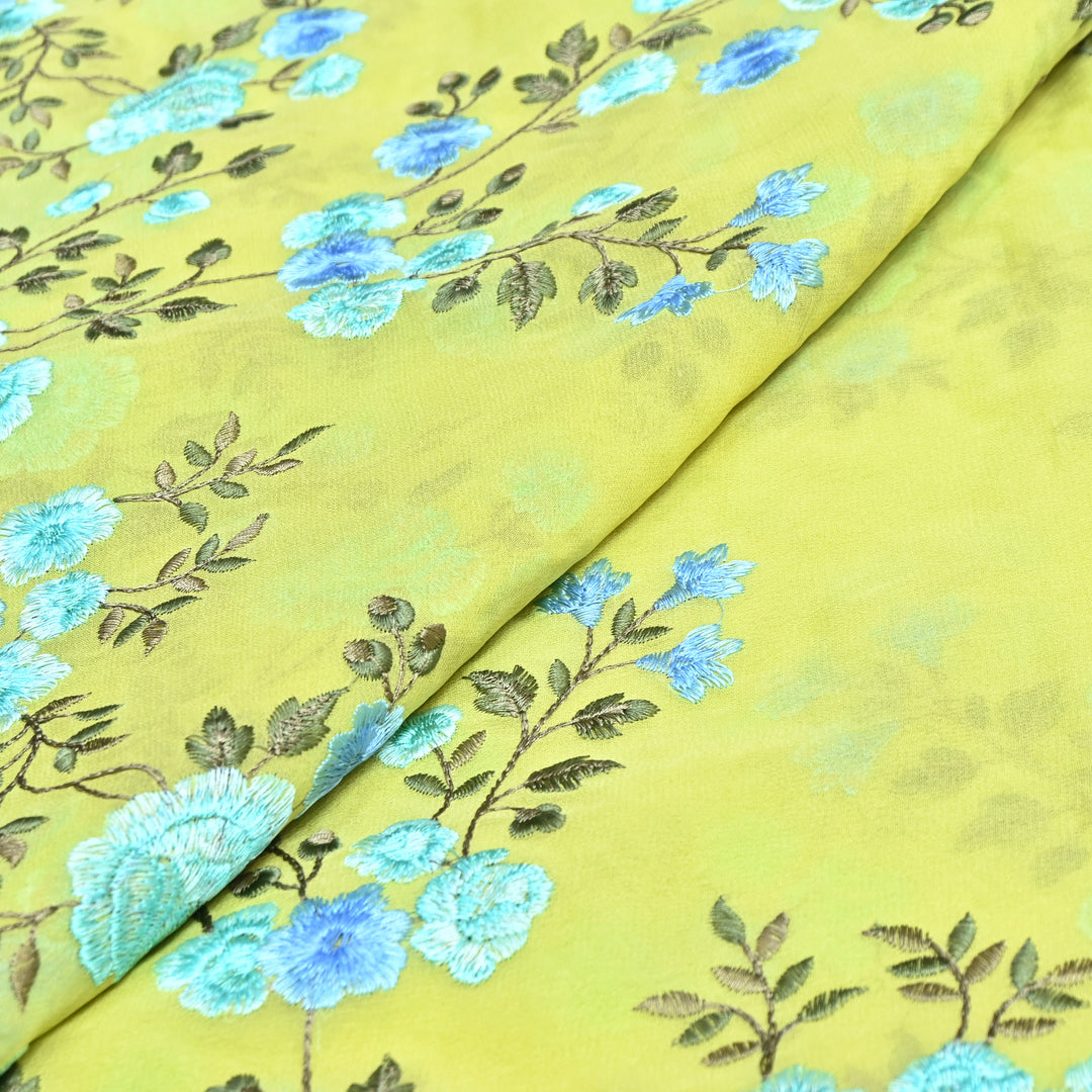 DYED VISCOSE GEORGETTE THREAD EMBROIDERY FABRIC- SW2834- 02
