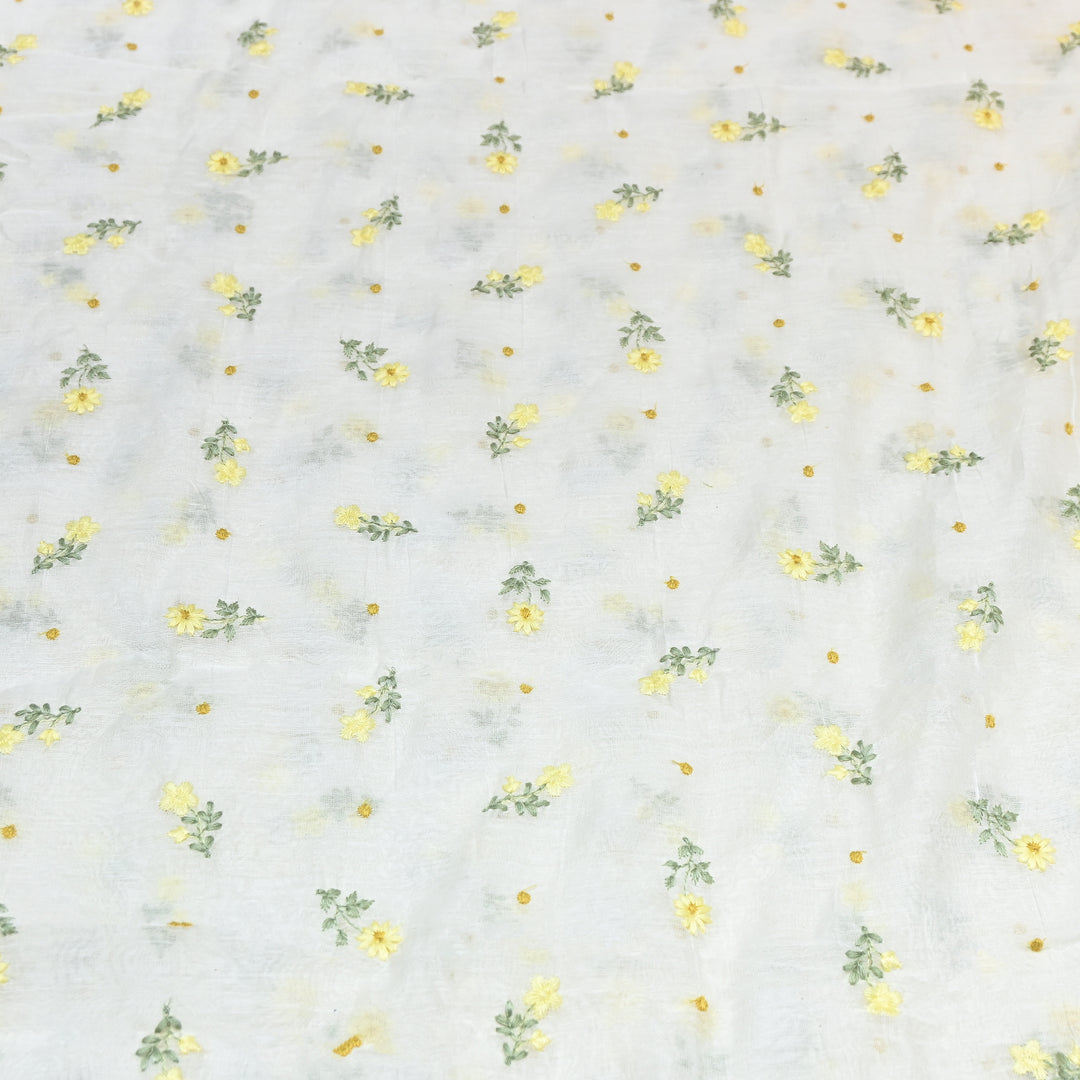 Dyeable Mul Chanderi Thread Embroidery Fabric – Soft Summer Designer Fabric-MF8209-7
