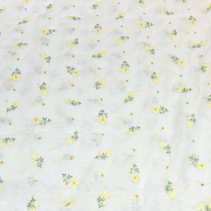 Dyeable Mul Chanderi Thread Embroidery Fabric – Soft Summer Designer Fabric-MF8209-7