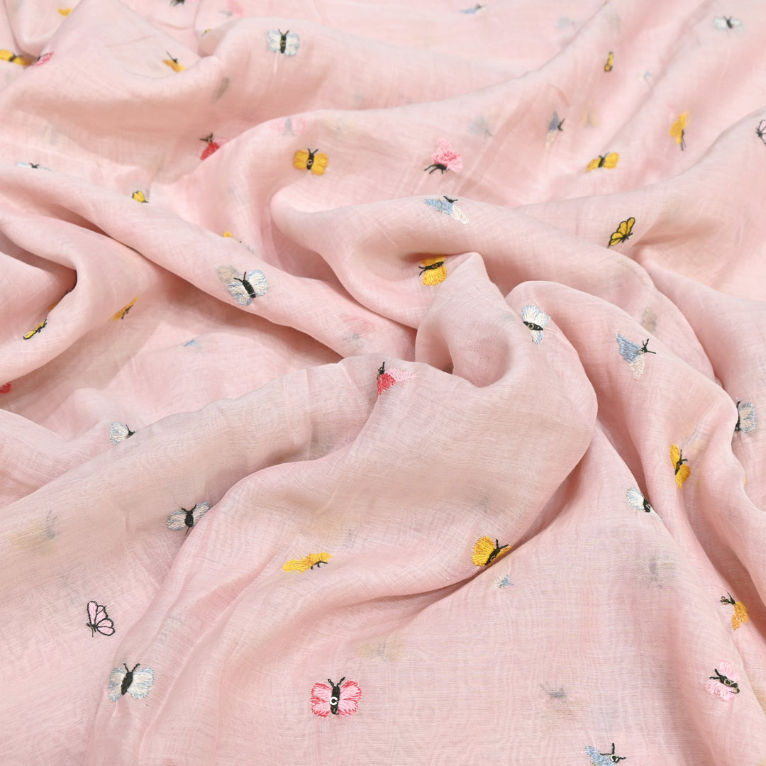 Mal Chanderi Thread Embroidery Fabric – Lightweight Elegant Designer Fabric- V2370C-04