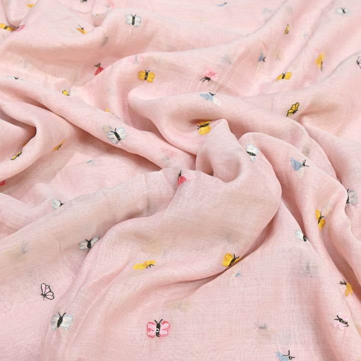 Mal Chanderi Thread Embroidery Fabric – Lightweight Elegant Designer Fabric- V2370C-04