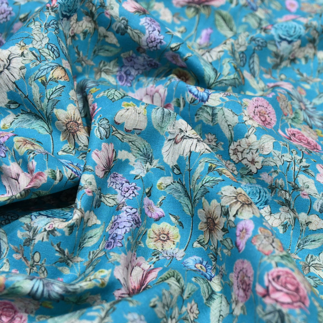 Sky Blue Italian Lawn Print Fabric