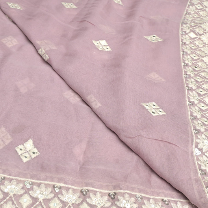 Viscose Georgette Mirror Embroidery Fabrics For Dupatta