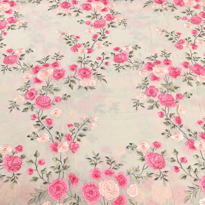 DYED VISCOSE GEORGETTE THREAD EMBROIDERY FABRIC- SW2834- 03