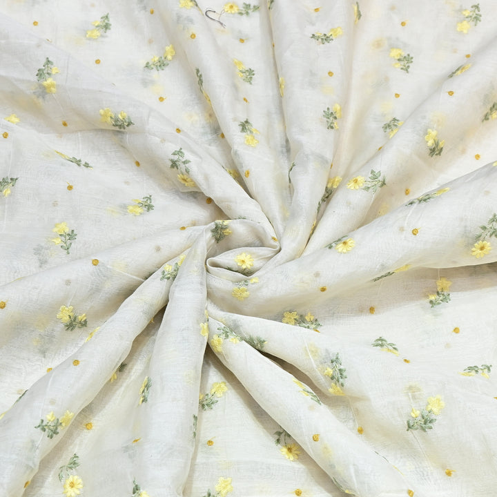 Dyeable Mul Chanderi Thread Embroidery Fabric – Soft Summer Designer Fabric-MF8209-7