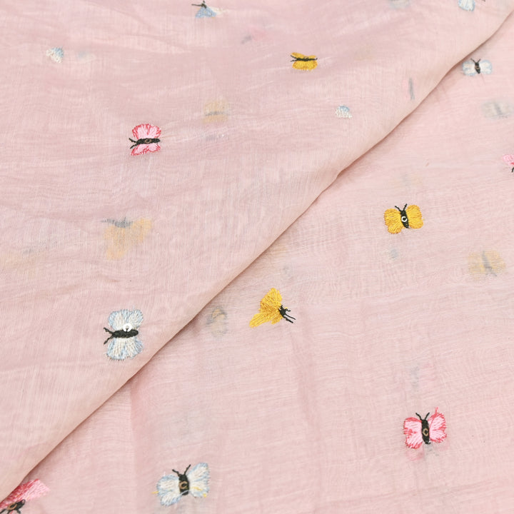 Mal Chanderi Thread Embroidery Fabric – Lightweight Elegant Designer Fabric- V2370C-04