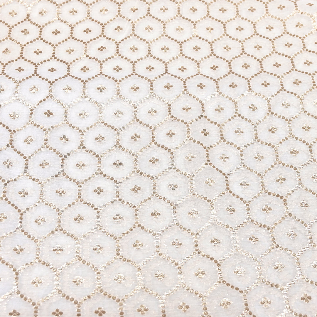 Banarasi Chanderi Gold Mat Zari Fabric – Premium Designer Ethnic Wear Fabric 000313-18