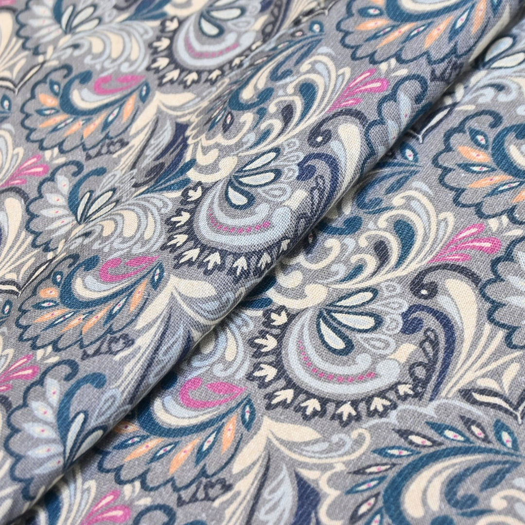 Multicolor Cotton Linen Digital Print Fabric- Soft Breathable Designer Fabric-RT0132-15