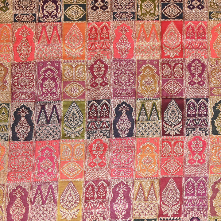 Multi Rangoli Brocade Fabric – Premium Zari Woven Designer Brocade Fabric 001006-A2