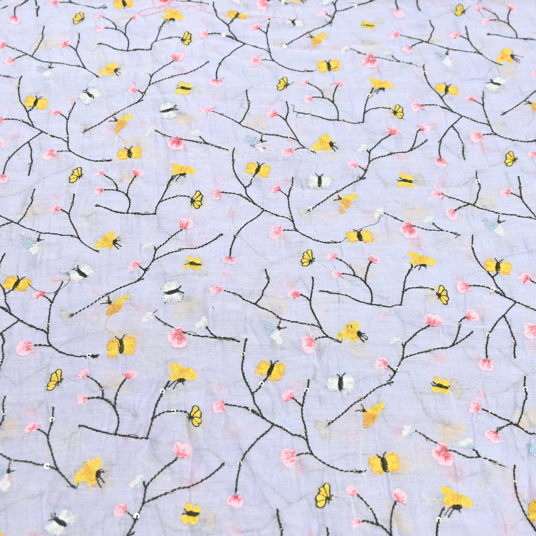 Mal Chanderi Thread Embroidery Fabric – Lightweight Elegant Designer Fabric- V2369C-02 (Copy)