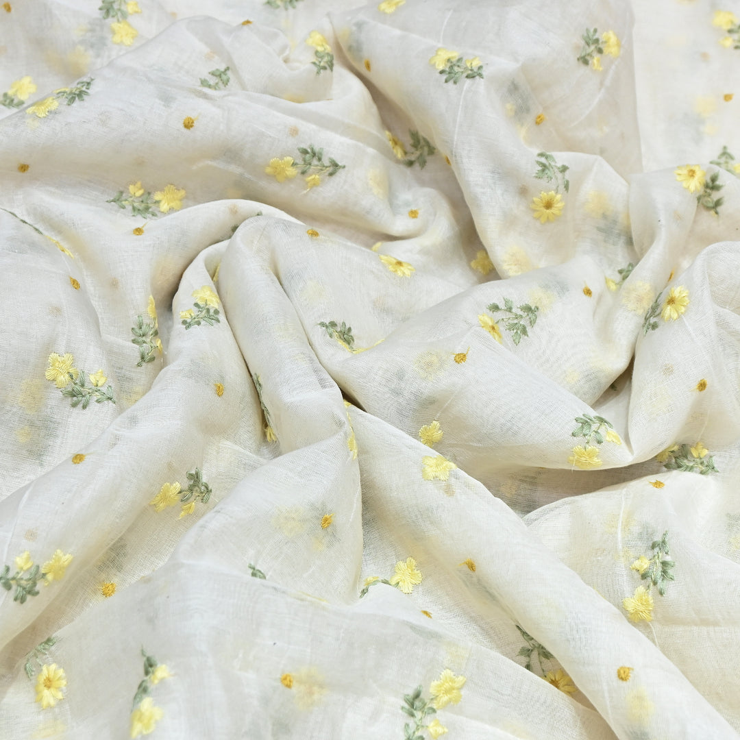 Dyeable Mul Chanderi Thread Embroidery Fabric – Soft Summer Designer Fabric-MF8209-7