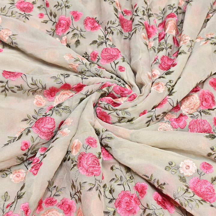 DYED VISCOSE GEORGETTE THREAD EMBROIDERY FABRIC- SW2834- 03