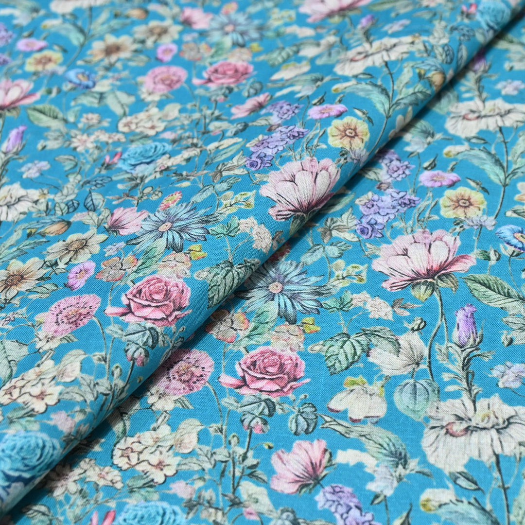Sky Blue Italian Lawn Print Fabric