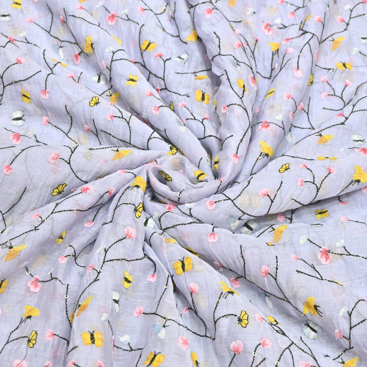 Mal Chanderi Thread Embroidery Fabric – Lightweight Elegant Designer Fabric- V2369C-02 (Copy)