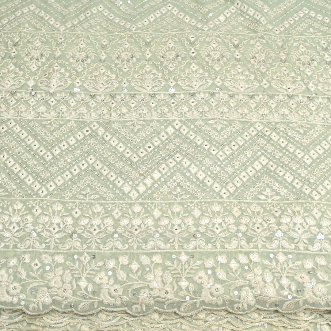 Viscose Georgette Mirror and Sequins Embroidery Fabrics