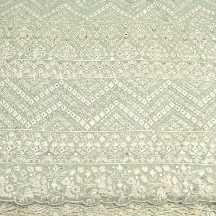 Viscose Georgette Mirror and Sequins Embroidery Fabrics