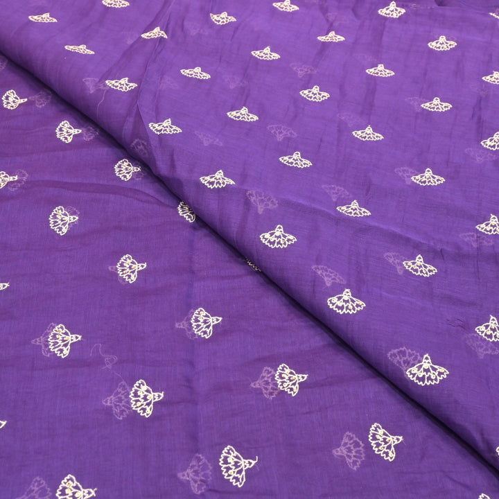 Cotton Chanderi Thread With Sequins Embroidery Fabric