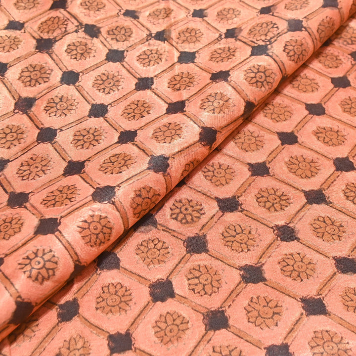Mushrum Satin Vanaspati Print Fabric– Soft Luxury Designer Printed Fabric KK1217-1J