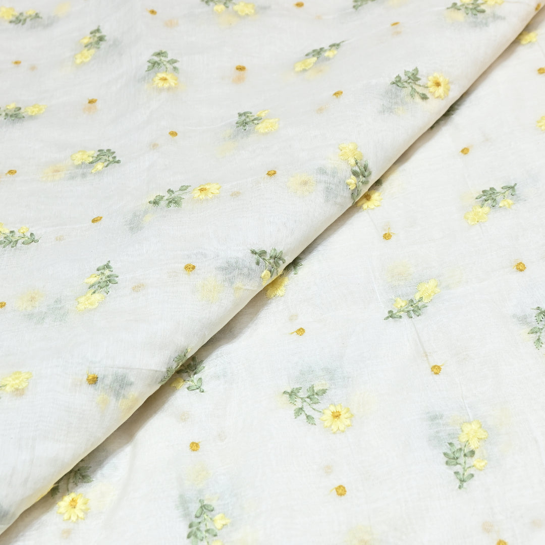 Dyeable Mul Chanderi Thread Embroidery Fabric – Soft Summer Designer Fabric-MF8209-7