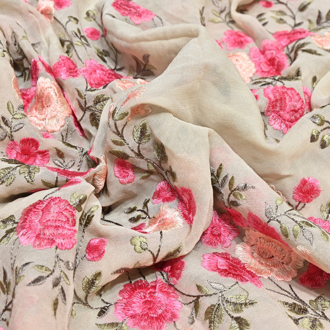 DYED VISCOSE GEORGETTE THREAD EMBROIDERY FABRIC- SW2834- 03