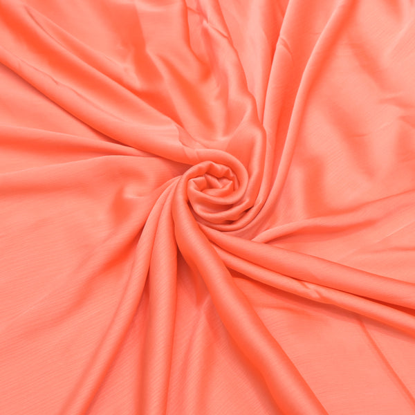 Coral Pink Colour Satin Chiffon Fabrics