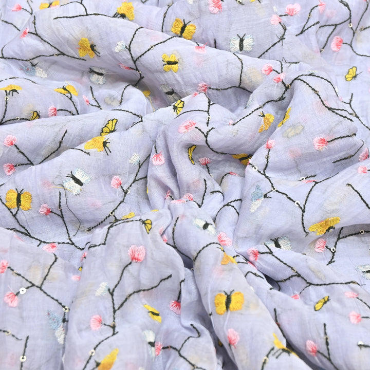Mal Chanderi Thread Embroidery Fabric – Lightweight Elegant Designer Fabric- V2369C-02 (Copy)