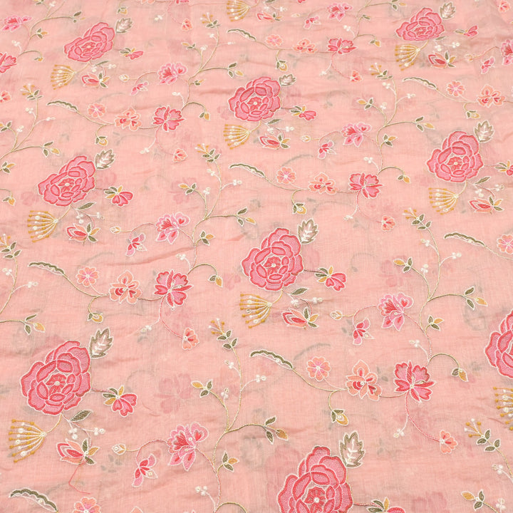 Chanderi Thread With Sequins Embroidery Fabrics