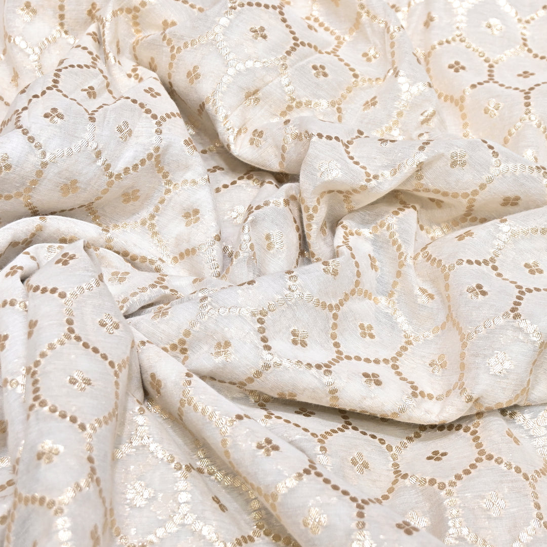 Banarasi Chanderi Gold Mat Zari Fabric – Premium Designer Ethnic Wear Fabric 000313-18