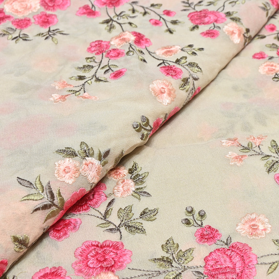 DYED VISCOSE GEORGETTE THREAD EMBROIDERY FABRIC- SW2834- 03
