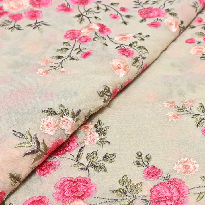 DYED VISCOSE GEORGETTE THREAD EMBROIDERY FABRIC- SW2834- 03