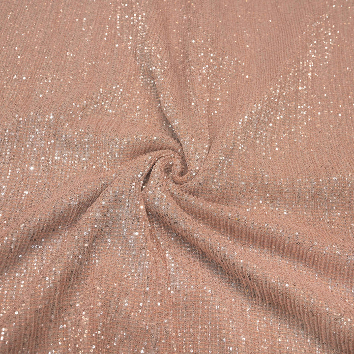 Peach Dubai Imported Net Fabric with Sequins Embroidery