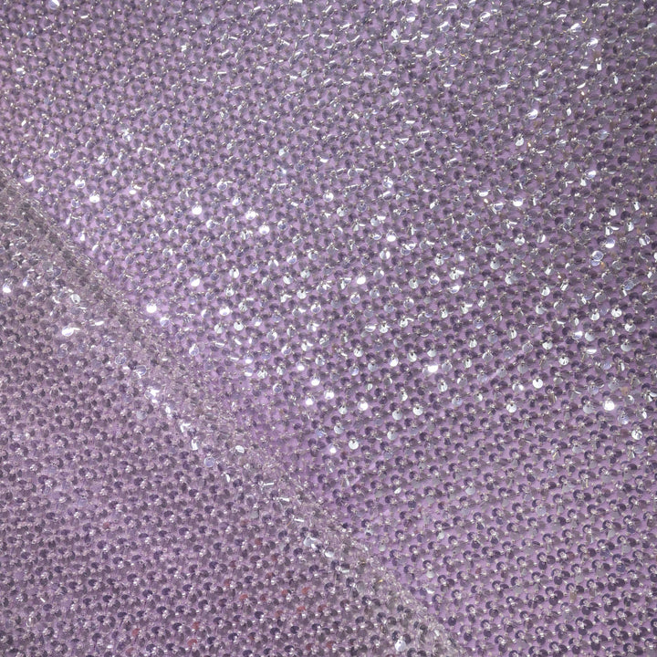 Designer Lavender Net Embroidery Fabric with water Sequins Embroidery.