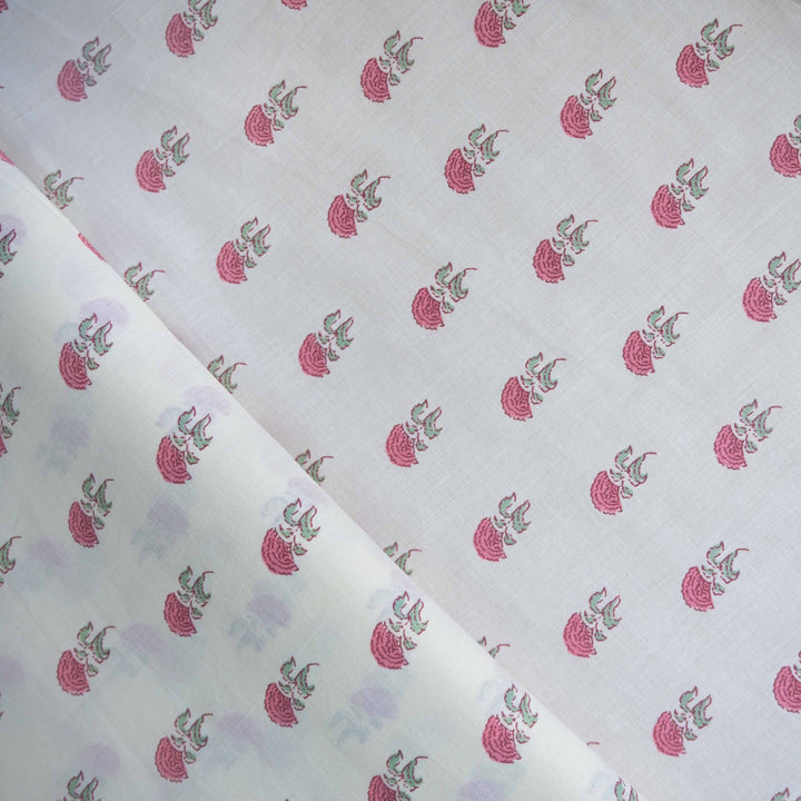 Pink Mini Floral Bagru Printed Cotton Fabric
