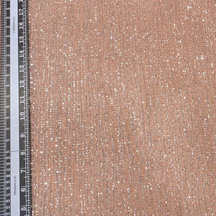 Peach Dubai Imported Net Fabric with Sequins Embroidery