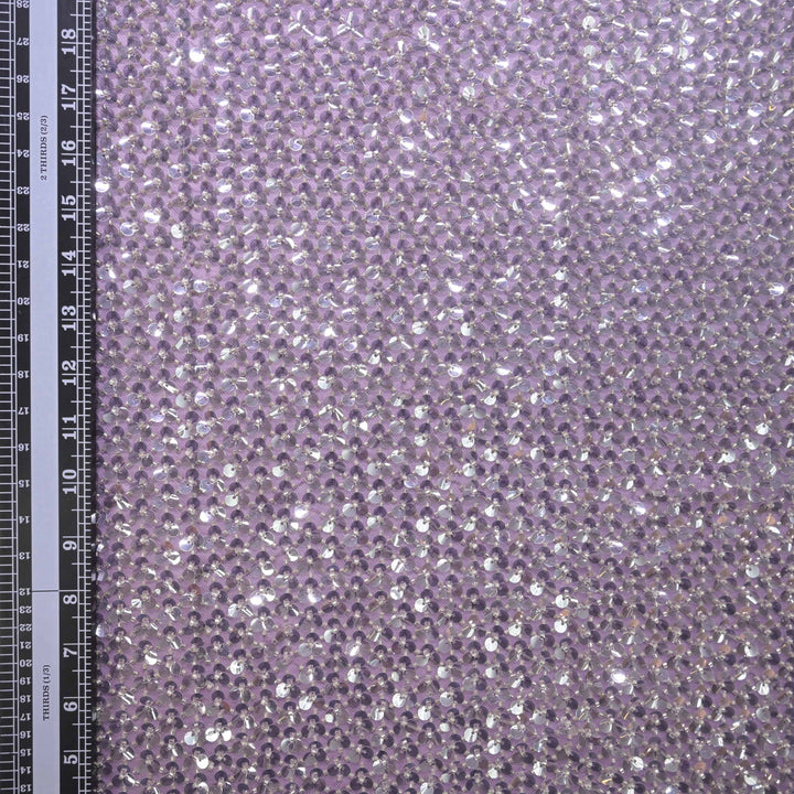 Designer Lavender Net Embroidery Fabric with water Sequins Embroidery.
