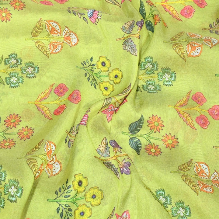 Medium Spring Bud Color Silk Chanderi Digital Print Fabrics