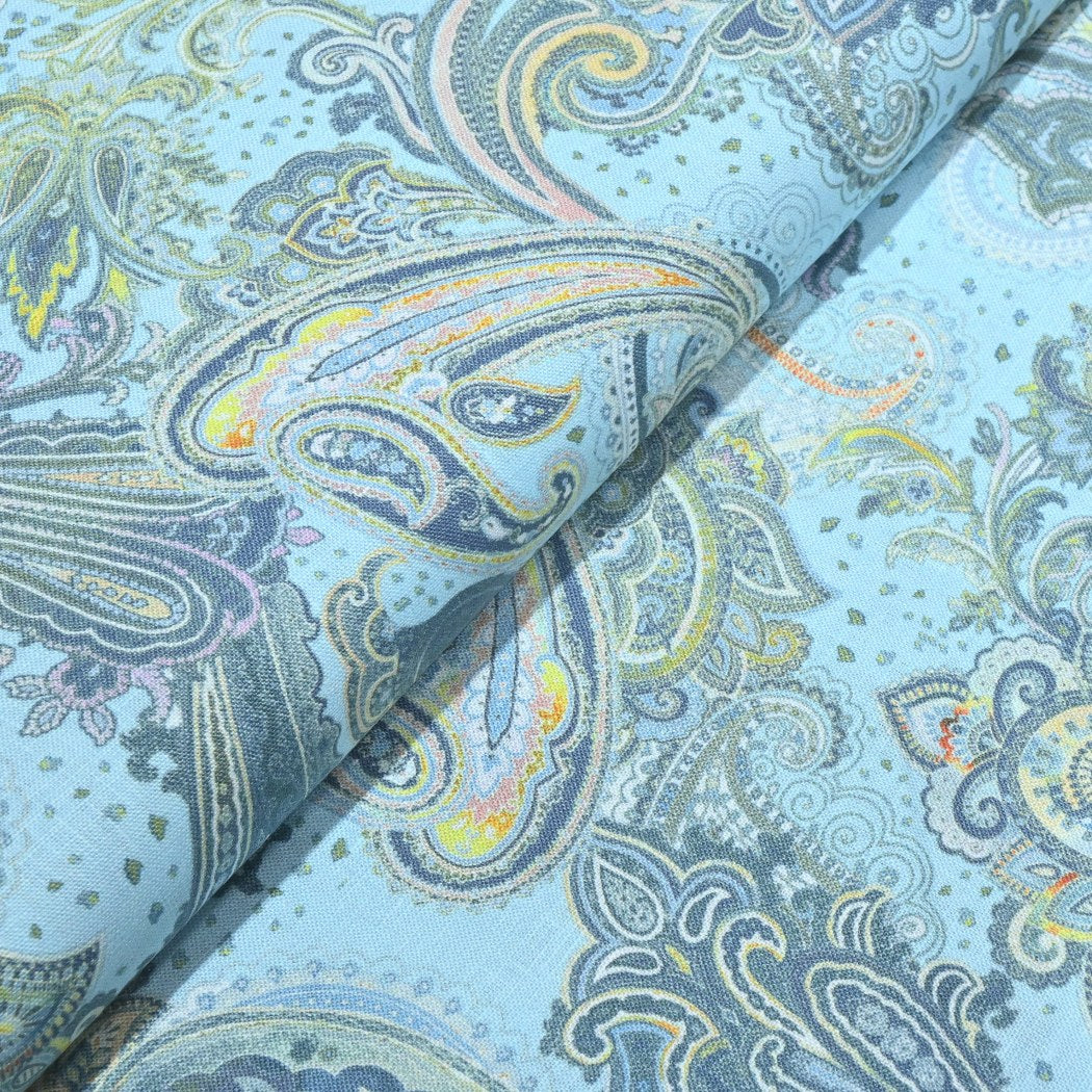 Tropical Blue Linen, Digital Print Fabrics