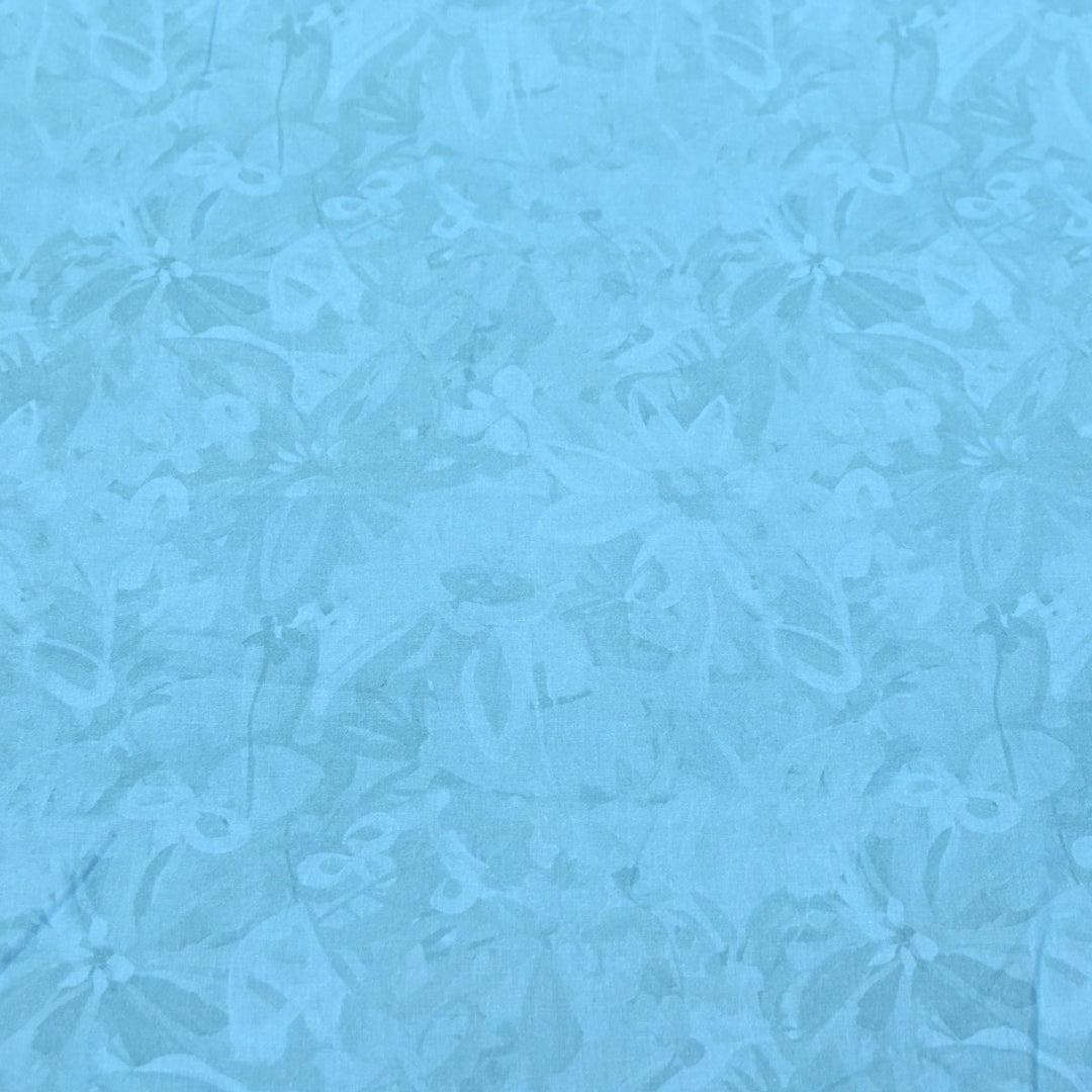 Denim Blue Color Cotton Digital Print Fabric -Soft Breathable Printed Cotton Fabric-DA1124-2