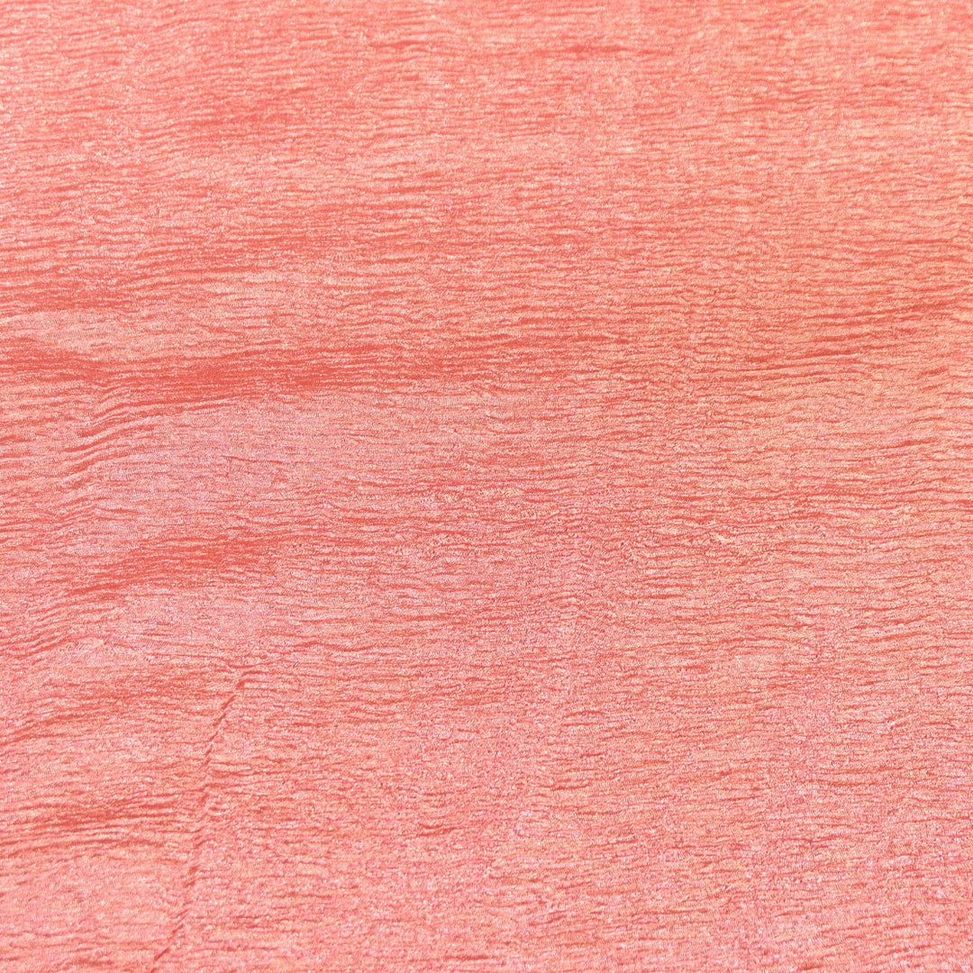 Light Coral Premium Designer Dyed Crush Tissue Fabric with Glossy Finish