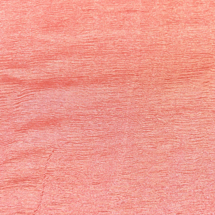 Light Coral Premium Designer Dyed Crush Tissue Fabric with Glossy Finish