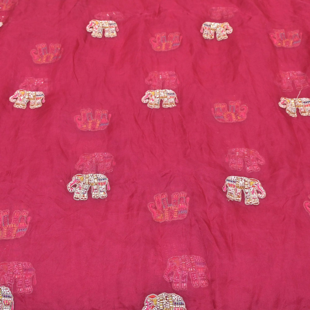 Dyed Silk Organza Moti With Zari Embroidery Fabrics