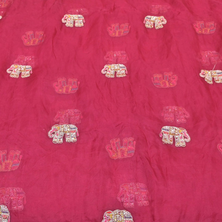 Dyed Silk Organza Moti With Zari Embroidery Fabrics