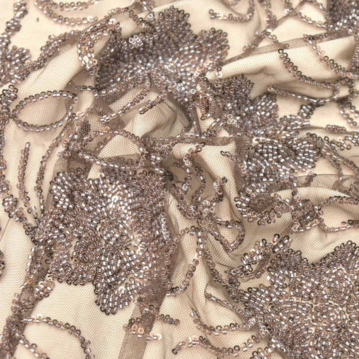 Imported Net Cutdana With Sequins Handwork Embroidery Fabrics