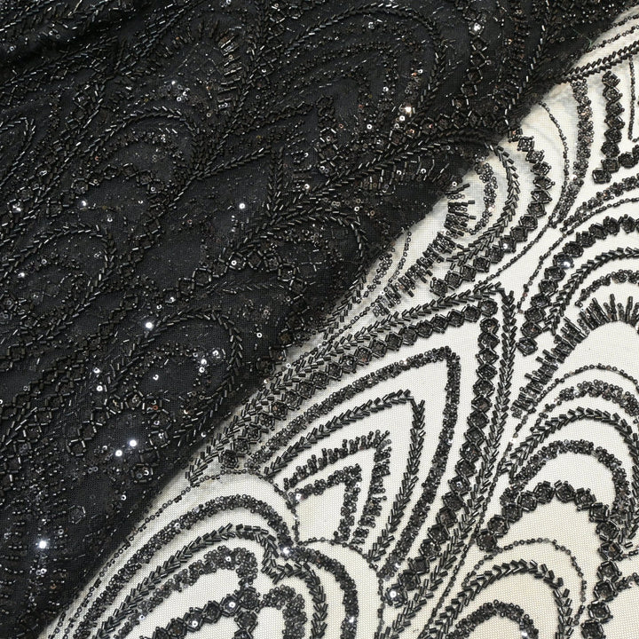 Imported Net Cutdana With Sequins Handwork Embroidery Fabrics
