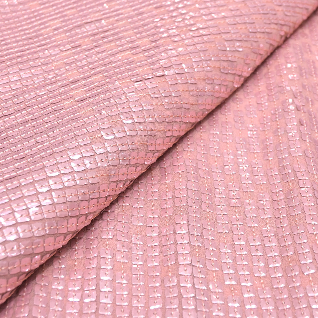 Viscose Georgette Sequins Embroidery Fabric