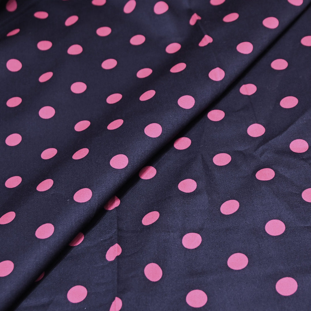Glace Cotton With Beautiful Polka Dot Print Fabric – Lightweight Designer Cotton Fabric - LT0185-11