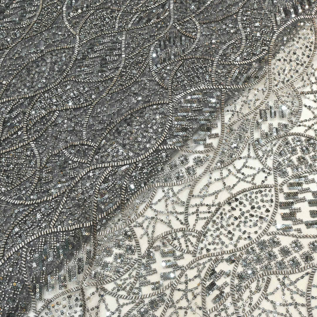 Imported Net Cutdana With Sequins Handwork Embroidery Fabrics