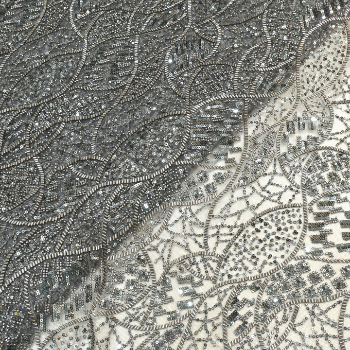 Imported Net Cutdana With Sequins Handwork Embroidery Fabrics